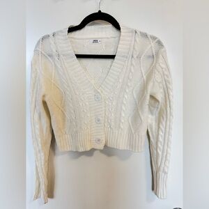 Ardene Cream Cable Knit Cropped Cardigan